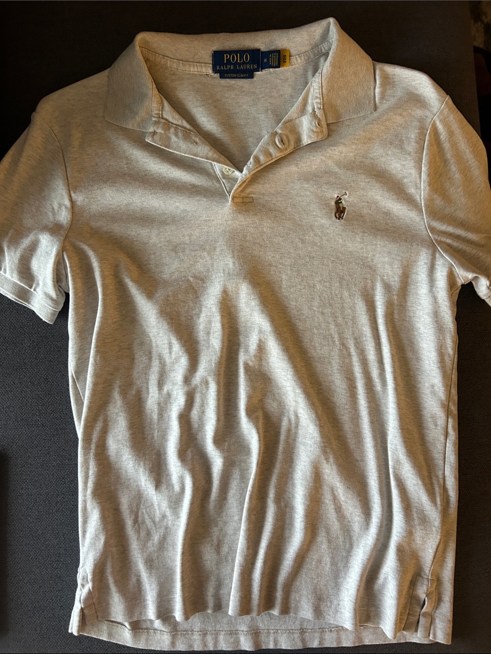 Polo by Ralph Lauren Men's Heather Gray Polo with Embroidered Pony